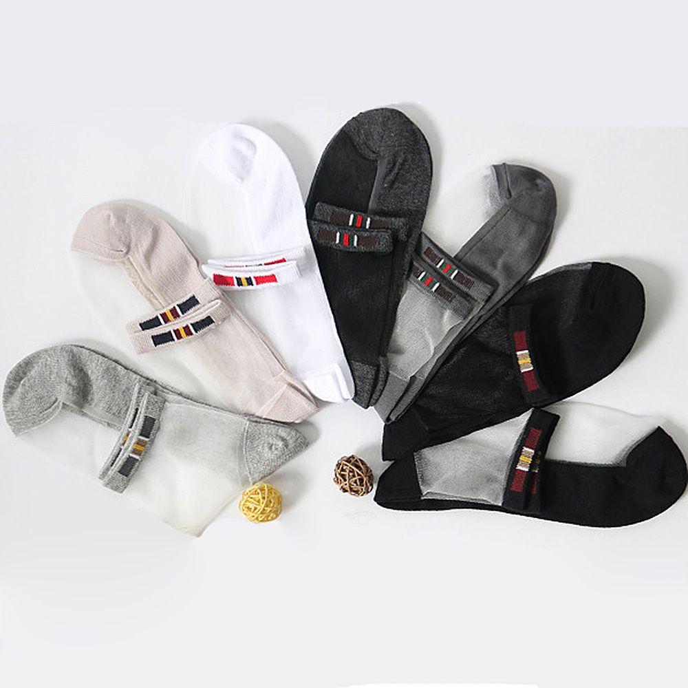 Summer Men Transparent Glass Silk Ultra-Thin Cotton Short Crew Short Socks Invisible Socks