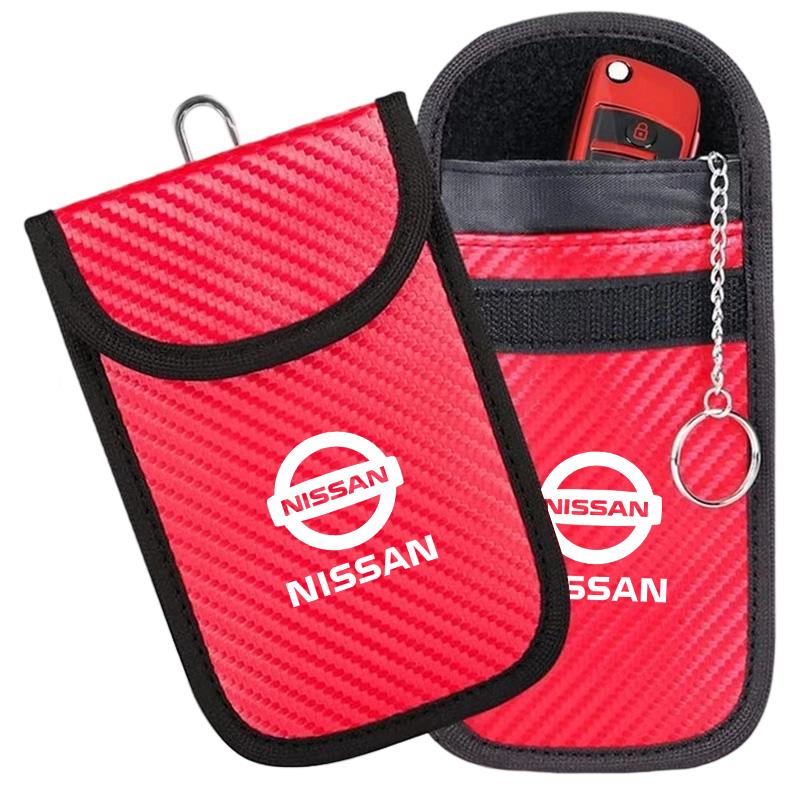 Car Key Case Signal Blocker Bag RFID Shielding Pocket For Nissan X-trail Qashqai Trail Tiida Note Juke Sentra Navara Accessories T12