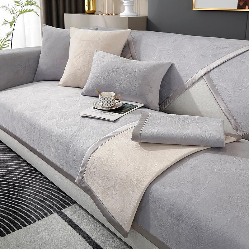 Affordable Luxury Style Sofa Cushion Four Seasons Universal Non-Slip Cushion Cover Cloth Modern High-End Gray Leather Sofa Cover Towel