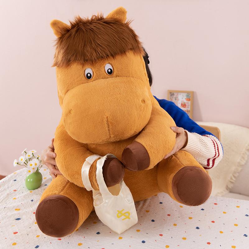 Creative Funny Worker Cow Horse Plush Toy With Soft Short Pile For Gift And Decoration