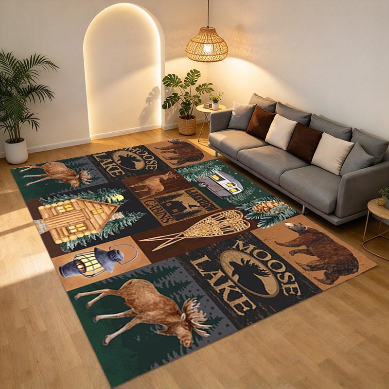 Moose Lake Living Room Nonslip Area Rug Soft Carpet For Bedroom Game Playroom Sofa Office Home Decor Doormat Christmas Gift C9302497