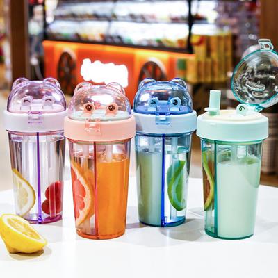 420ML Bicchiere a Doppia Bevuta Tazza Separata Bocca Coperchio Antipolvere A Prova di Perdite Resistente al Calore Doppie Cannucce Bottiglia per Bere Accessorio Scolastico
