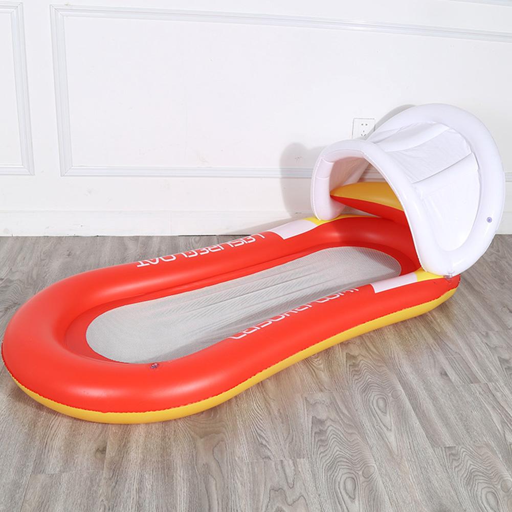 Summer Water Inflatable Floating Row with Cover Sunscreen Foldable Hammock
