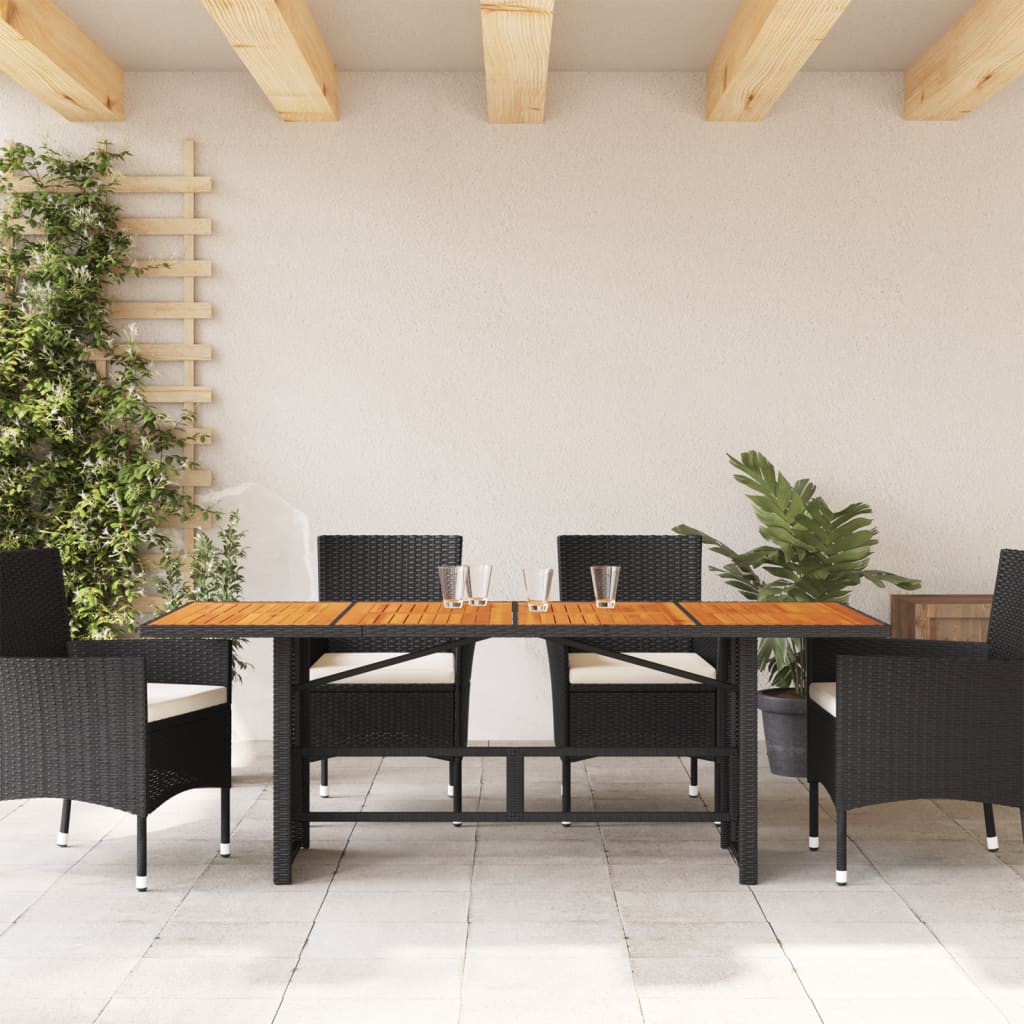 Garden Table with Acacia Wood Top 190 x 80 x 74 cm Poly Rattan