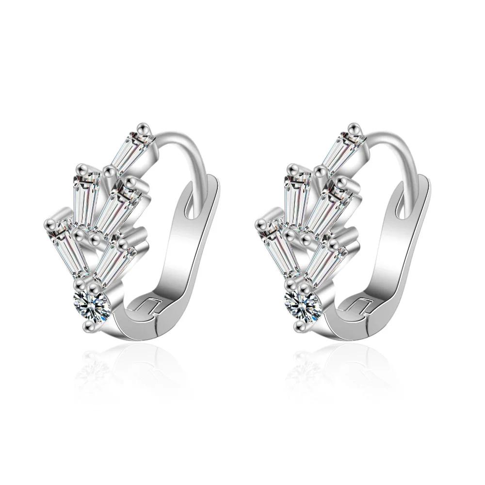 

925 Sterling Silver Crystal Stud Earrings For Women 2025 Korean Romantic Earring Brincos pendientes Drop Shipping серебряный