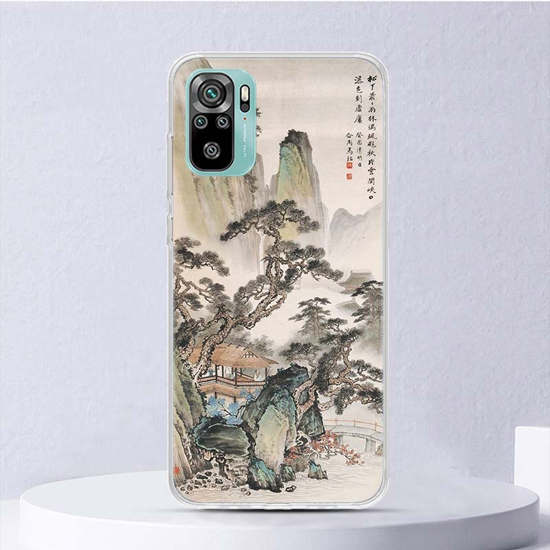 Chinese Style ink Painting Art Soft Case For Xiaomi Redmi Note 14 14S 13 12S 11S 10S 12 11 10 Phone Cover 11T 11E Pro Plus 9 9S