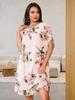2026 Floral Short-sleeved Mid-length Dress for Women: European & American Style