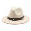 Women'S Simple Wool Top Hat White Trend Versatile Belt Men'S Jazz Hat