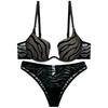 European and American Striped U-Shaped Push-Up Plus Size Bra with Side Support