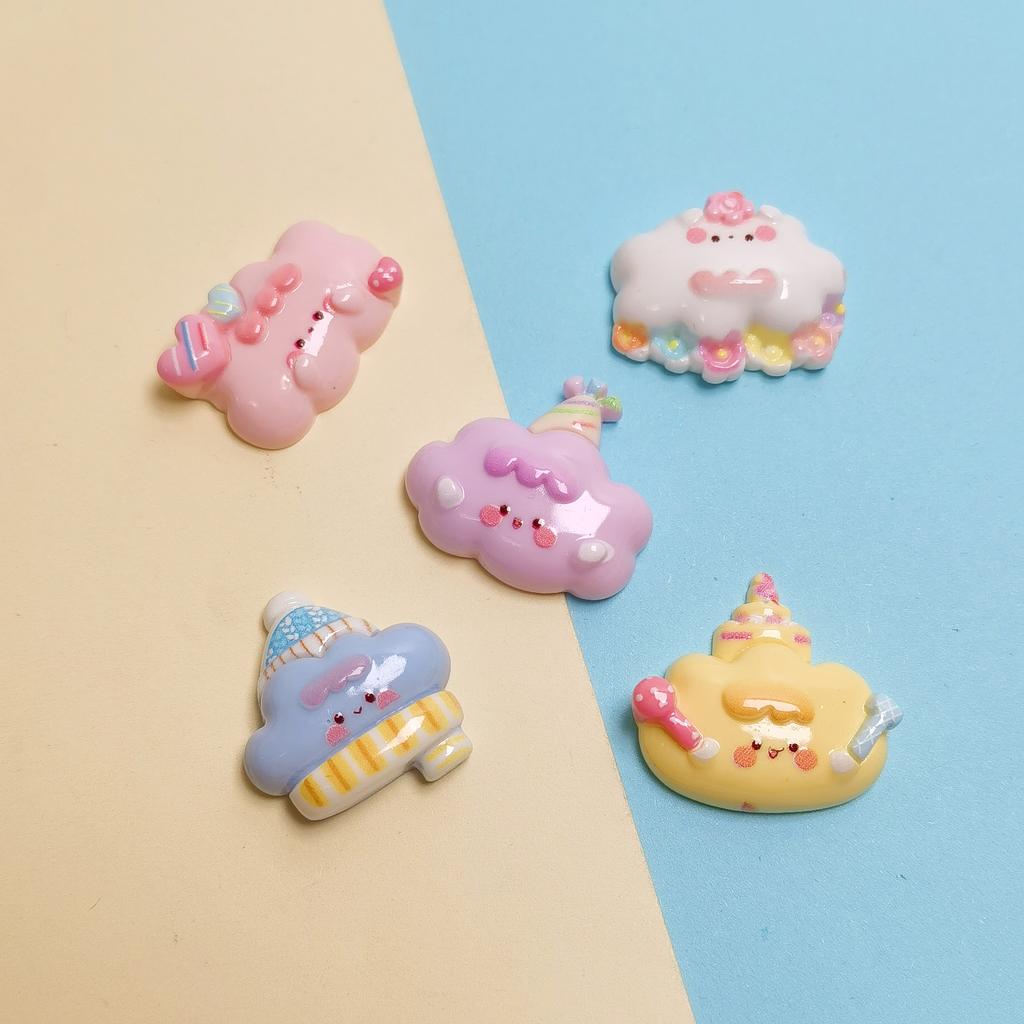 100PCS Cute Clouds Miniature Flat Back Resin Cabochons for Hairpin Scrapbooking DIY Home Decor Craft Accessories