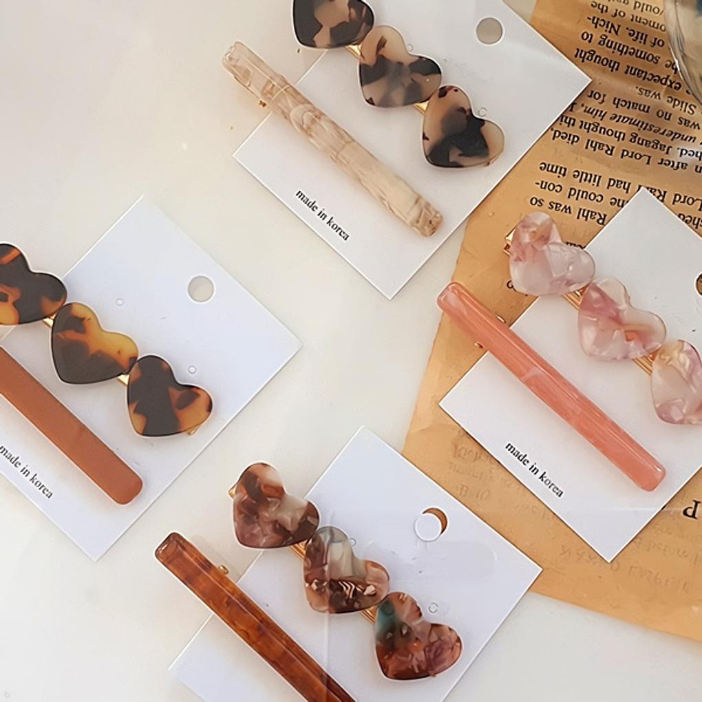 

Women s Daily Marble Heart Hair Clip Set of 2 matte brown