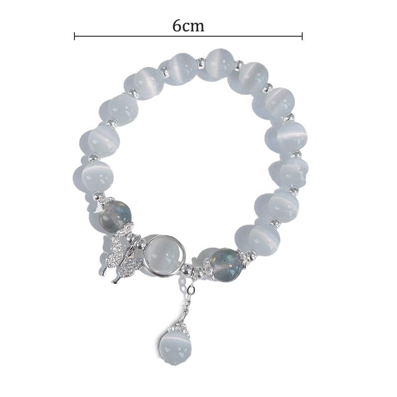 Korean Fashion Imitation Opal Bracelet Simple Pendant Bracelet Ins Moonstone Crystal Bead Moon Pendant Bracelet Jewelry Gifts