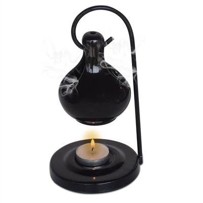 Keramischer Aromaöl-Diffusor Hängender Brenner zur Heimduftdekoration und zum Verschenken, 4 x 8 Zoll (Hängend - Schwarz)