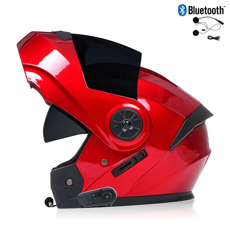 Bluetooth Men's Motorcycle Helmets Full Face Casco for Motorcycles Man Motocross Kask Flip up Casque De Moto DOT Certified BLD
