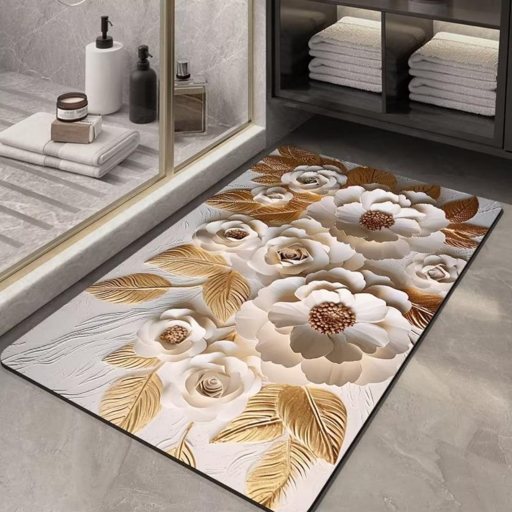 Çiçek Baskılı Banyo Kalınlaştırma Matı Banyo Kaymaz Halılar Lavabo Küvet Yanı Yer Halısı Duş Odası Paspası Hafızalı Köpük 3D Ped