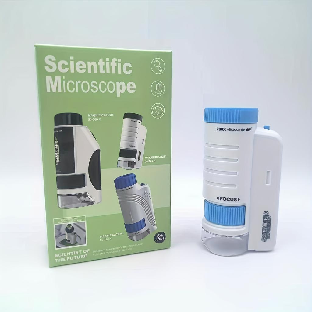 Microscop portabil LED pentru tineri/Jucărie științifică educațională portabilă pentru explorarea biologiei/Perfect de Crăciun /cu controale de focalizare și expunere