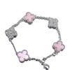 Four-leaf Clover Classic Bracelet with Five-petal Black Onyx Fashion Bangle for Women