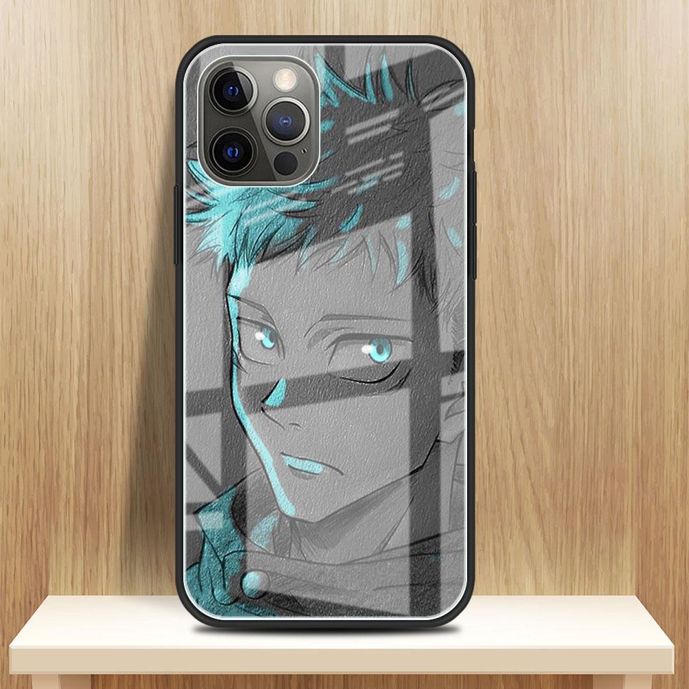 Jujutsu Kaisen Glass Case For Apple iPhone 14 13 Pro 11 12 7 8 Plus SE 2022 XR X XS Max 6 6S Tempered Phone Cover