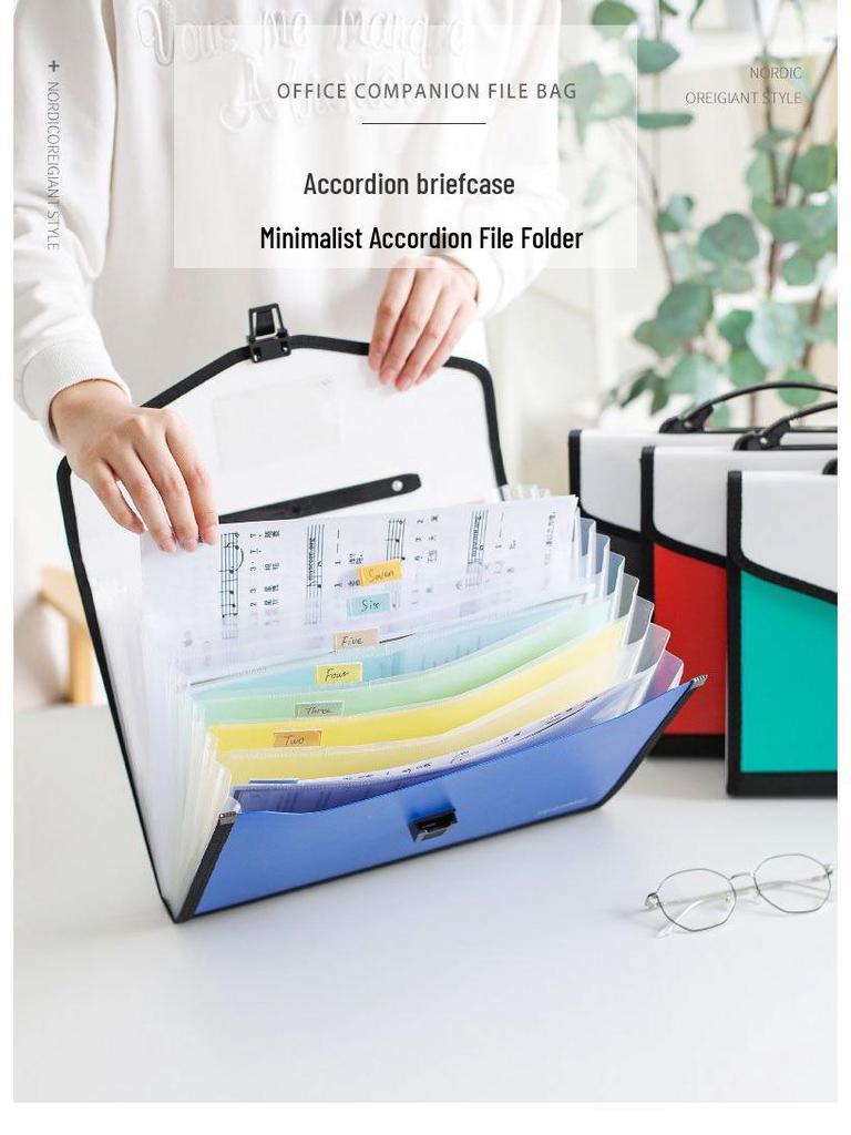 26-lagige Handheld-Akkordeon-Tasche für Highschool-Schüler - Großes Fassungsvermögen, mehrschichtige, klassifizierte Aktenmappe