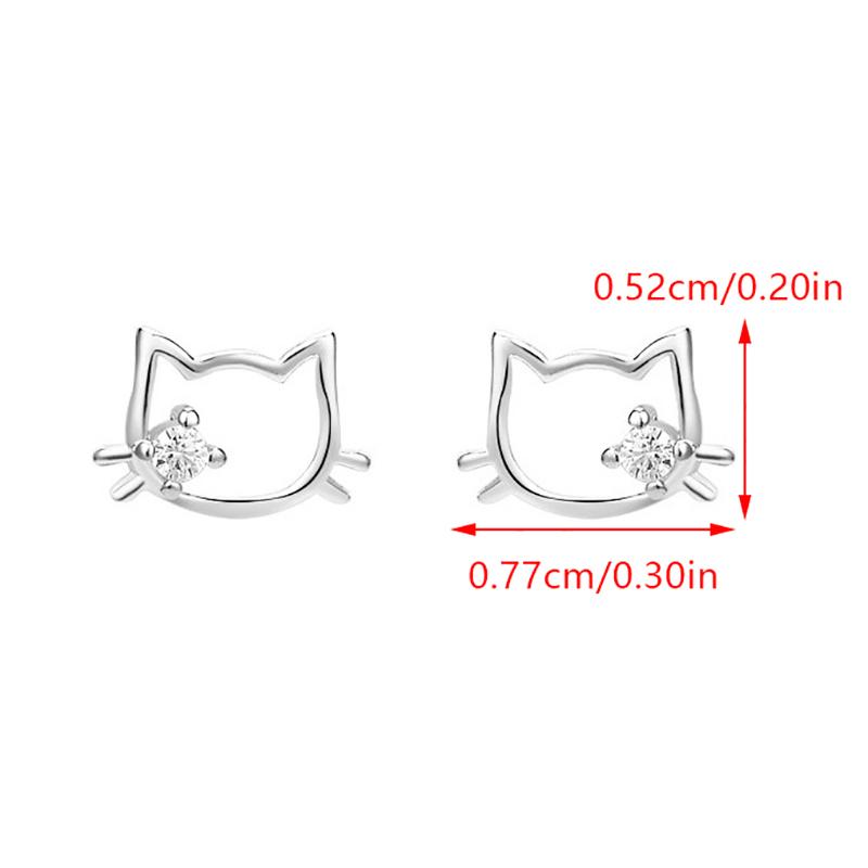 Cute Cat Shining Zircon Earrings Kawaii Earrings Cartoon Sweet Ear Studs Jewelry