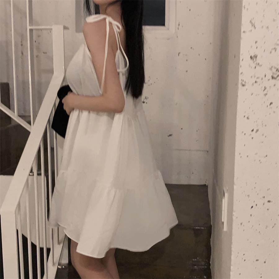 Elegantes Camisole-Kleid im französischen Stil mit Schnürung in Übergröße - Schwarzer kurzer Rock