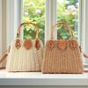 Bolsa Popular de Palha Tecida High-end Luxo Leve Bambu Artesanal de Uma Alça Estrutura de Ferro Transversal