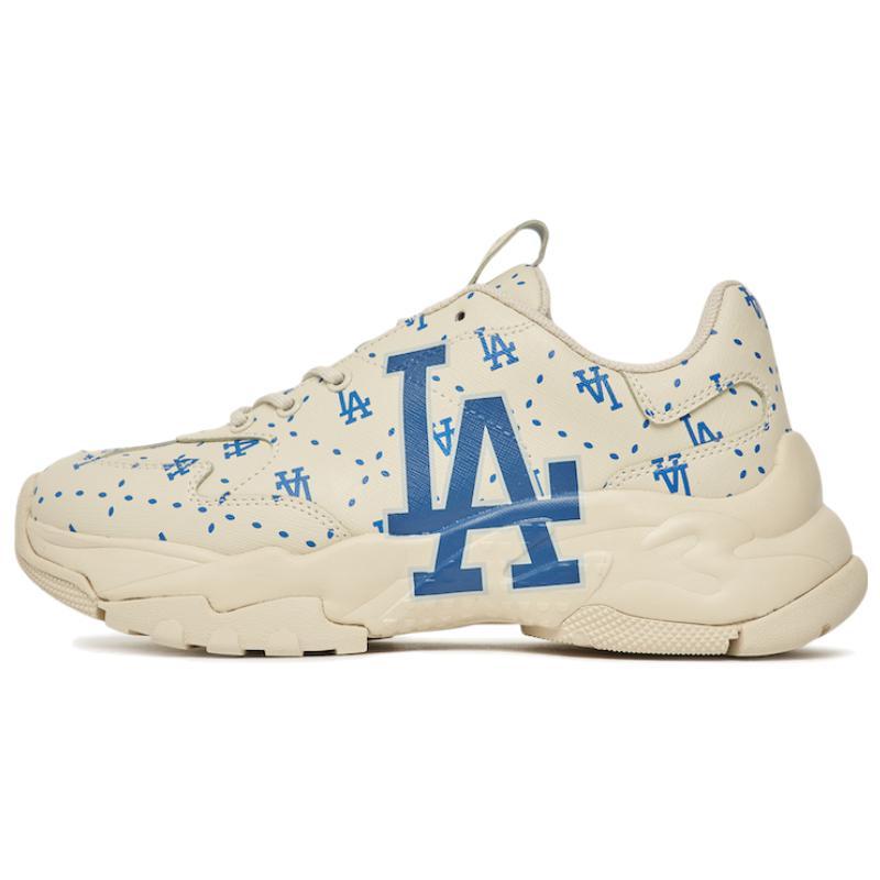 MLB Bigball Chunky Monogram La Dodgers  Beige White Blue  Sneakers 3ASHMS13N-07IVS 38