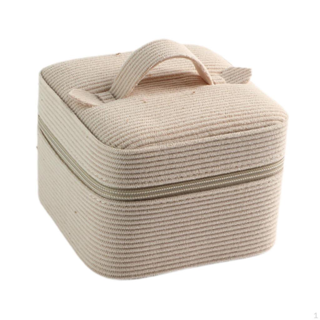 Corduroy Jewelry Box Organizer Container Desktop Gift Zipper Display Case for Bangles Dresser Women