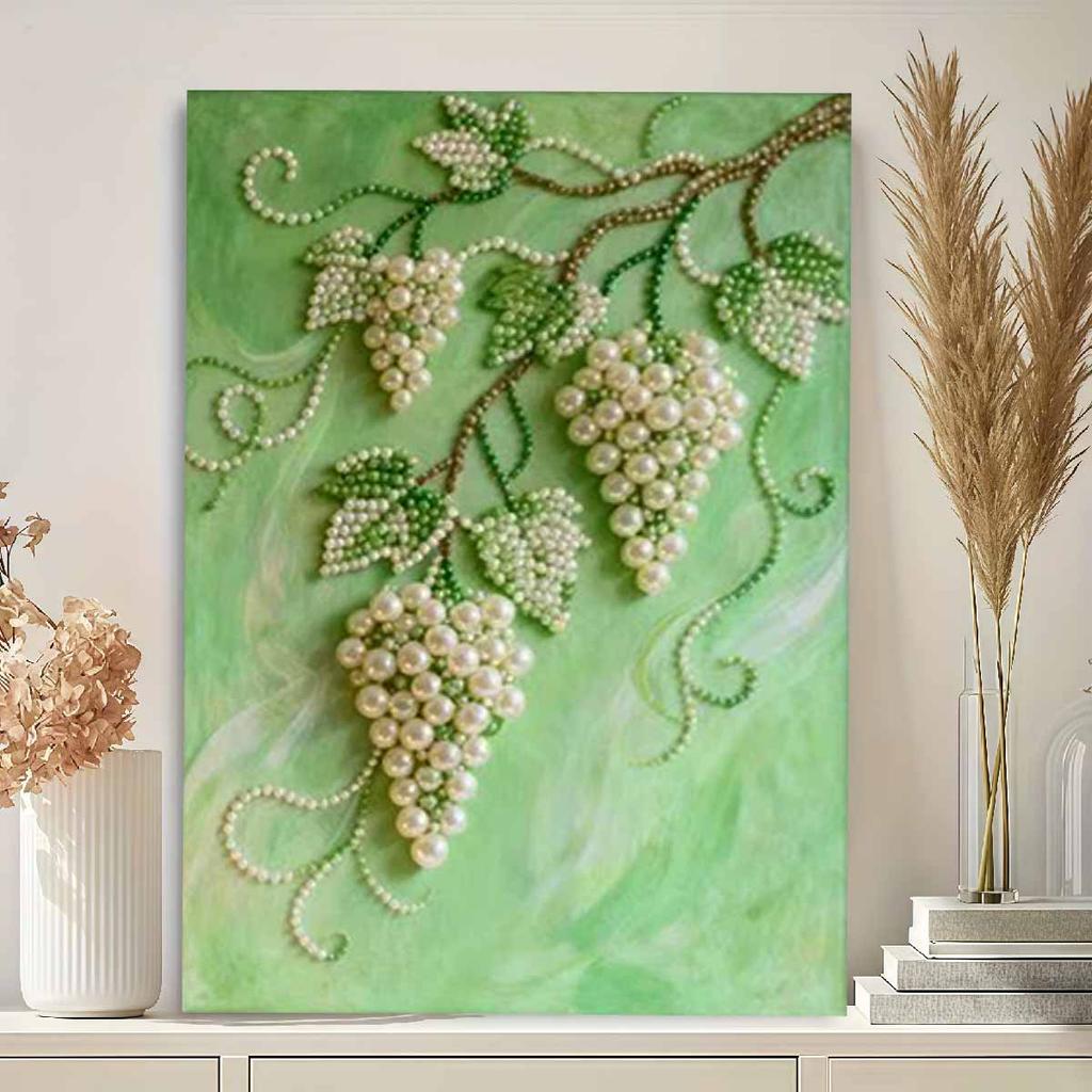 Pearl Grape DIY Diamond Art Kits 15.7x19.6inch Gem Art Diamond Painting Kits Without Frame for Adults Gift Idea Home Wall Decor