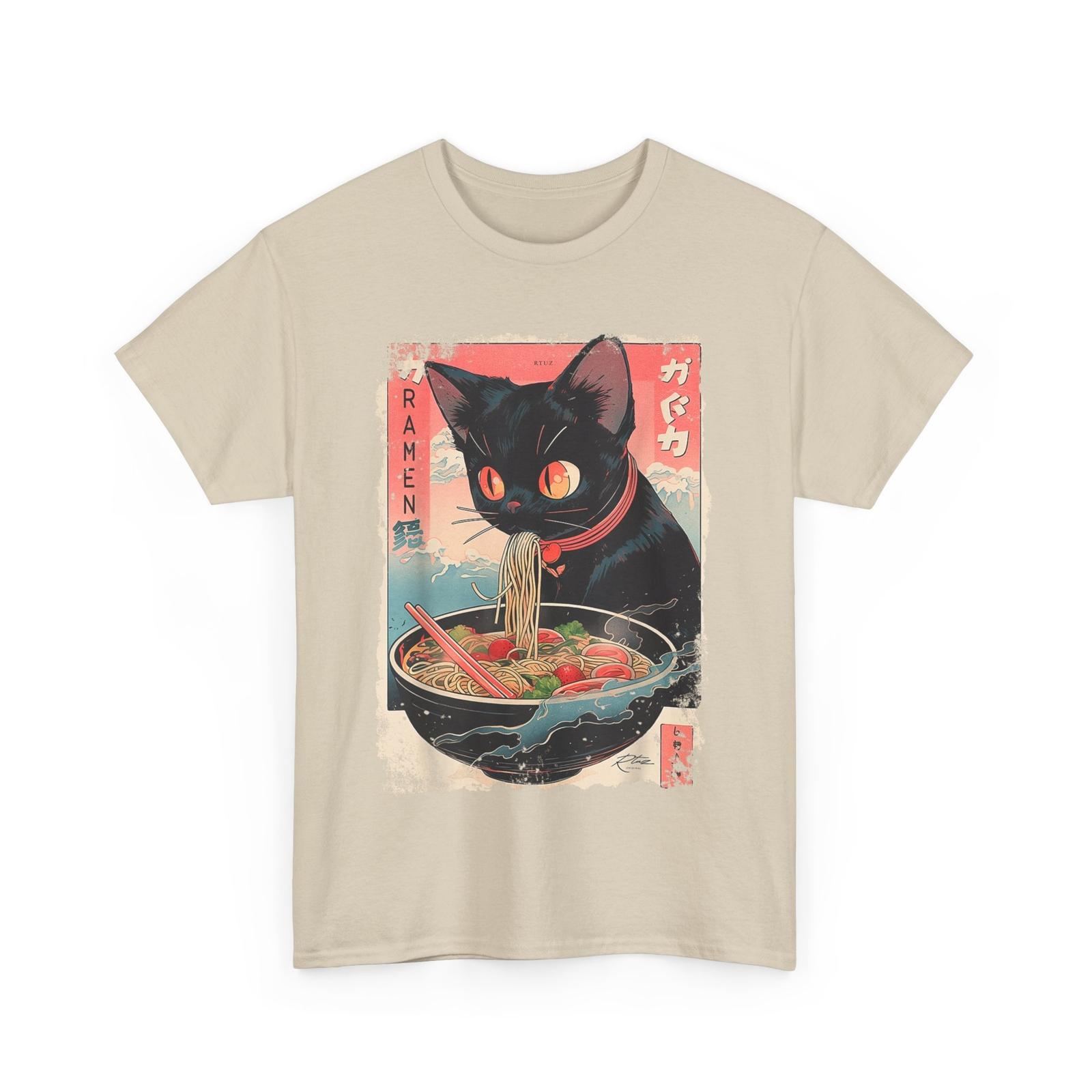 Anime Manga Kawaii Otaku Style Urban Streetwear Ramen Cat T-Shirt S