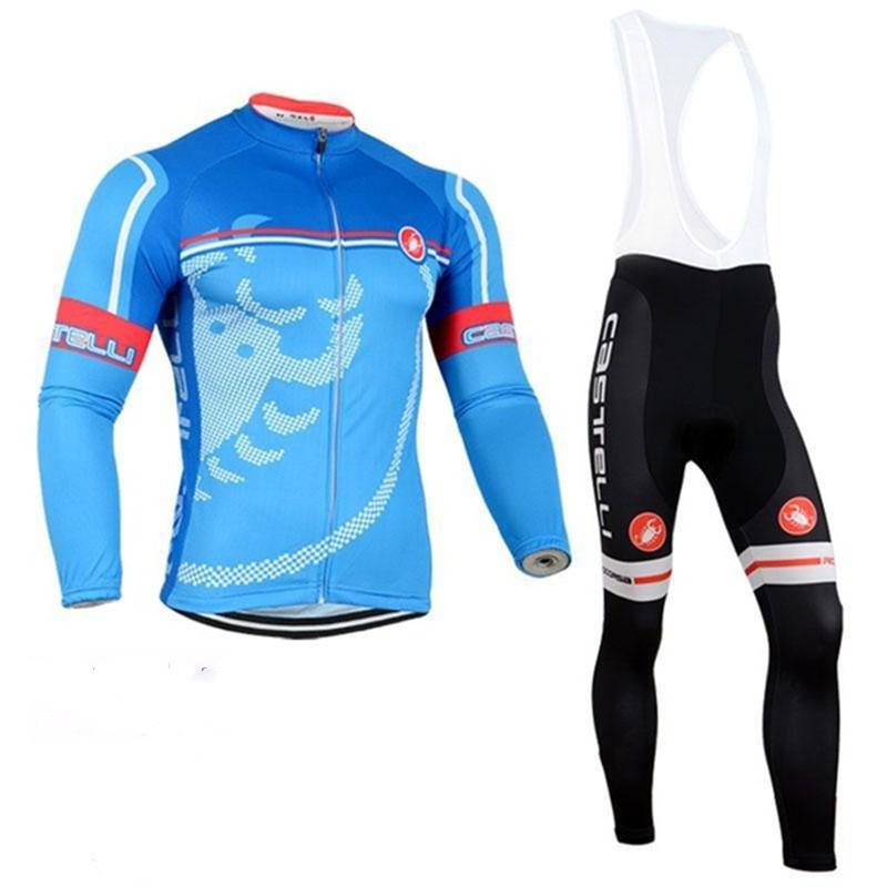Mens Thermal Cycling Jersey Set Long Sleeve Winter Bike Riding Outfit Road Mountain Bikes