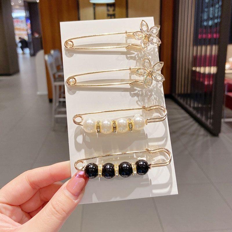 Elegant Pearl Flower Brooch for Women - Anti-Exposure Clothing Pin Accessory