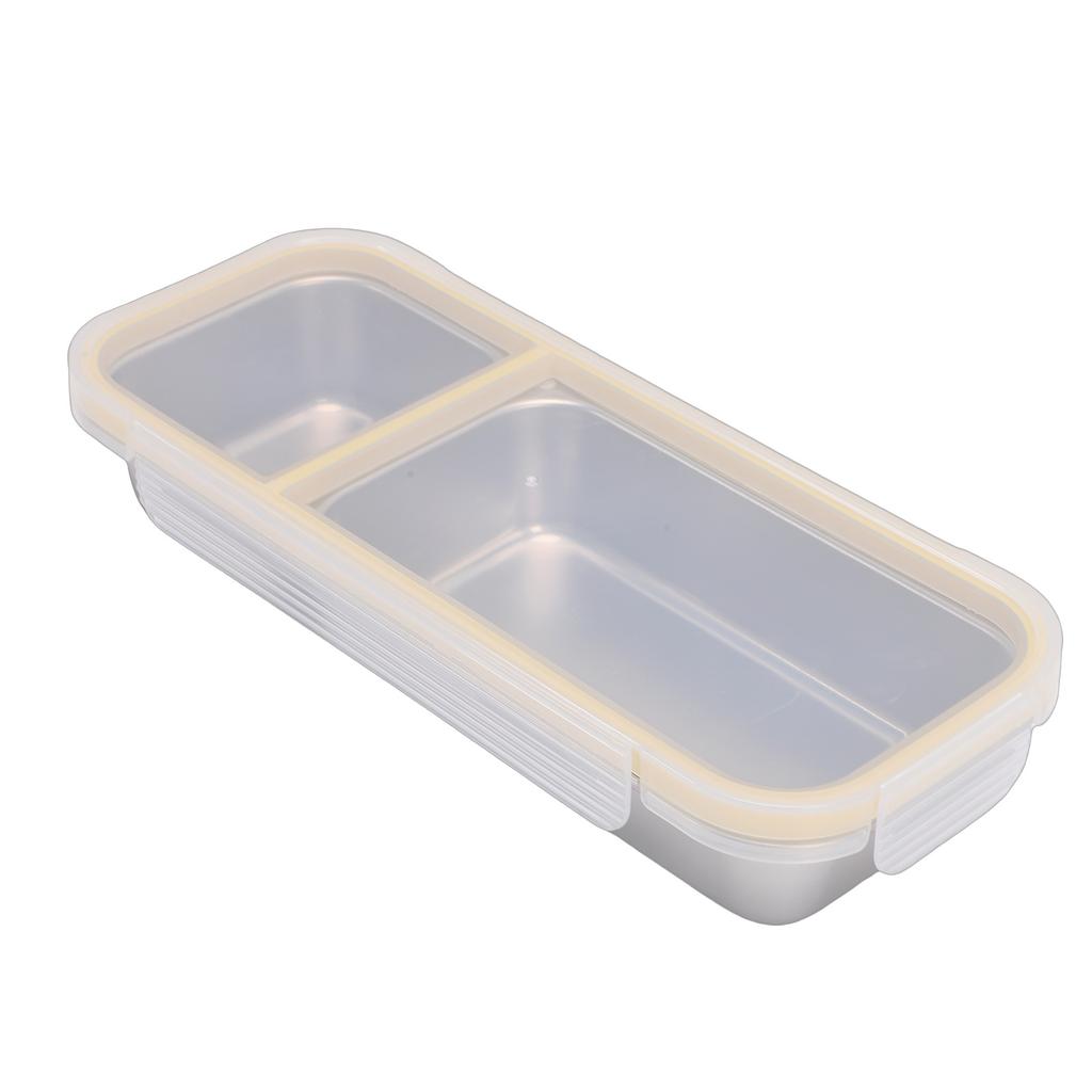 Portable Snack Container 304 Stainless Steel Sealed 2 Compartment Food Storage Container for Travel Camping Picnic