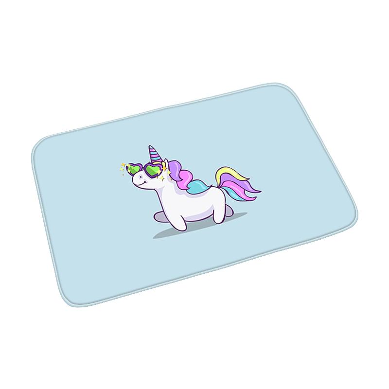 Pink Cute Cartoon Unicorn Pattern Doormat Bedroom Living Room Hallway Floor Rug Decor Balcony Anti-Slip Home Carpet Furry Mat