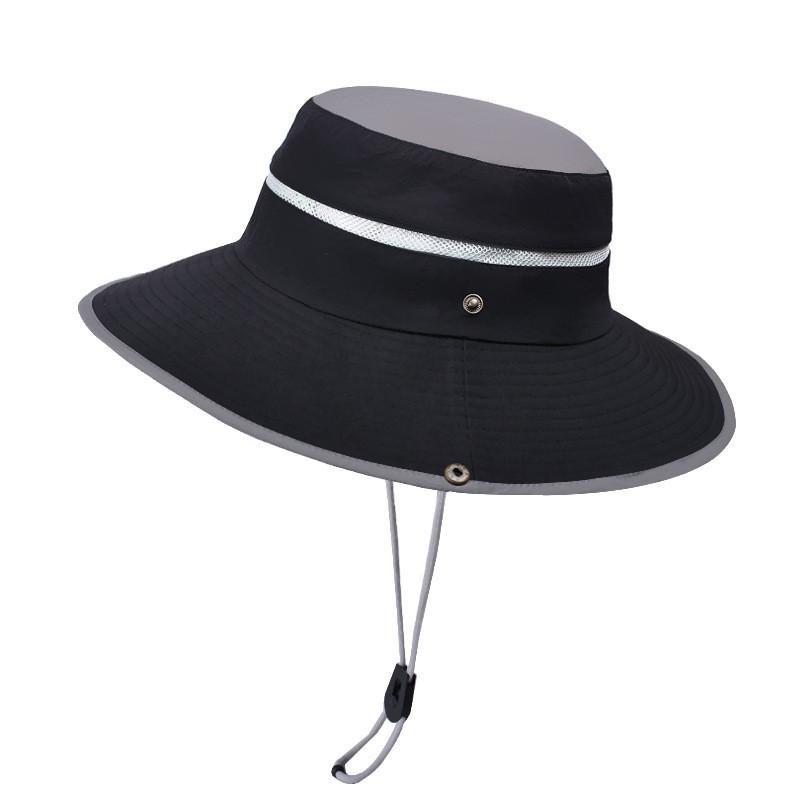 

9248 Summer Hiking Children s Outdoor Big Brim Sun Hat Fishing Sun Protection Hat Men Contrast Color Fast-Drying Bucket Hat Black