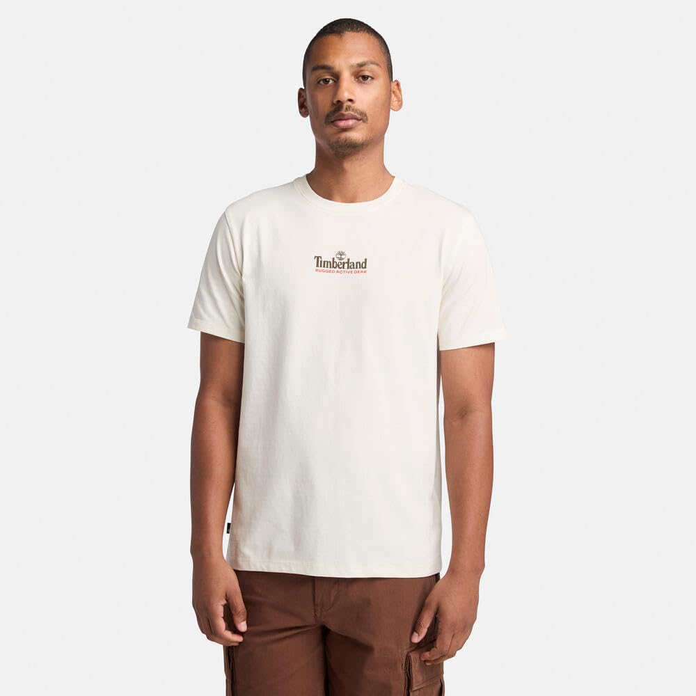 Timberland Men's Short Sleeve Washed Back On the Road Graphic T-Shirt, Vintage White, Size M (TB0A6AAUCM91)