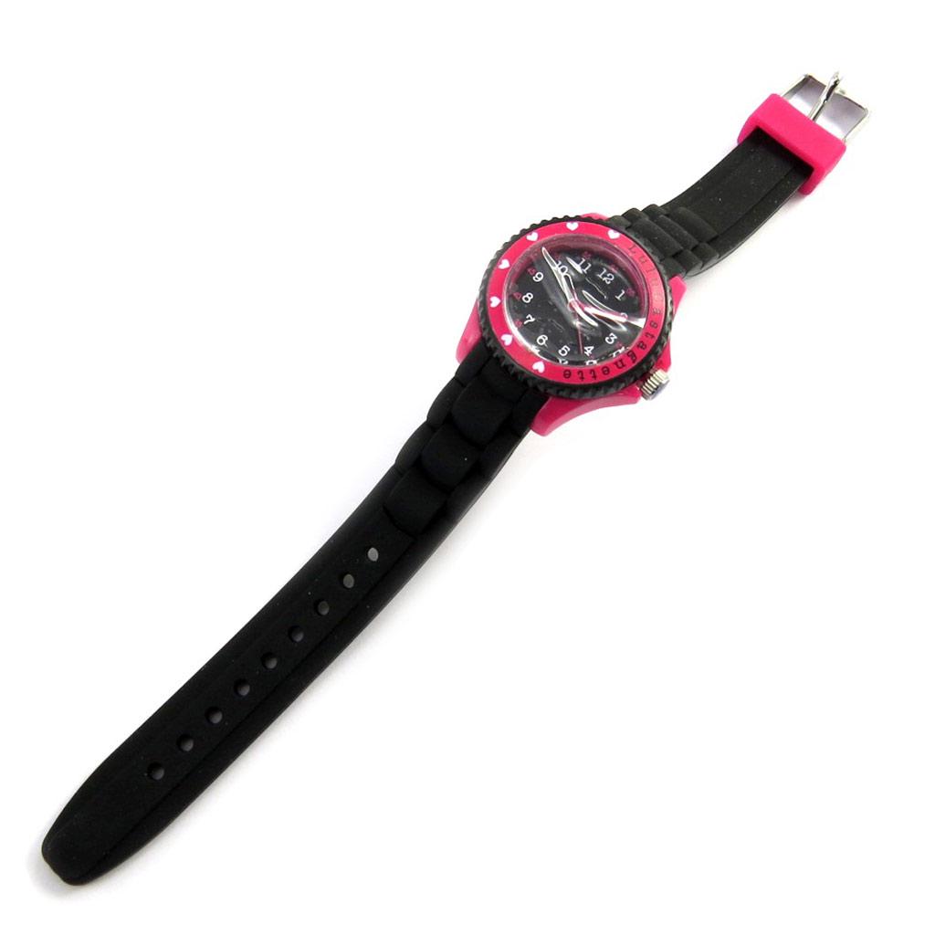 LULU CASTAGNETTE [M1224] - Black Pink 'Lulu Castagnette' Silicone Watch