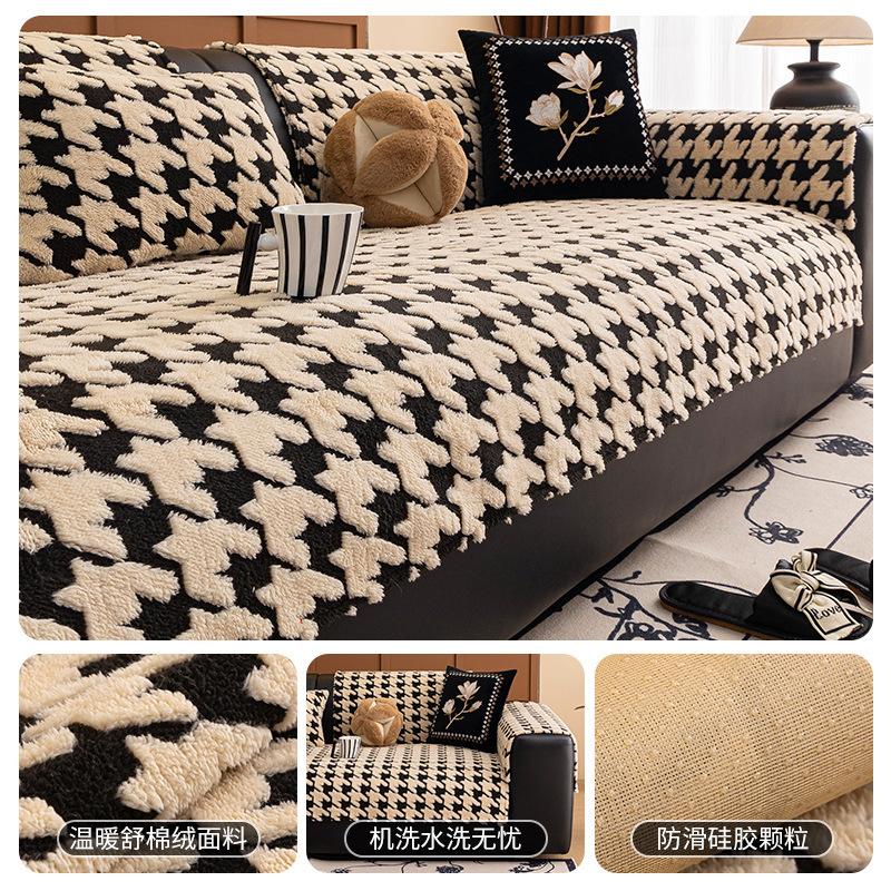 

New Plush Sofa Cushion Non-Slip Nordic Sofa Seat Cushion Three-Person Straight Row Fabric Seat Cushion Cover Cloth 70*70cm