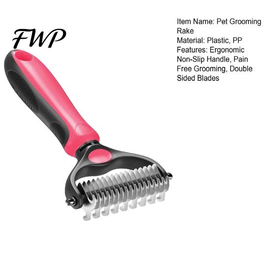 Dog Shedding Comb Pet Grooming Rake Double Sided Stainless Steel Blades Cat Deshedding Tool Undercoat for Dogs Cats Control Dematting Removal Brush