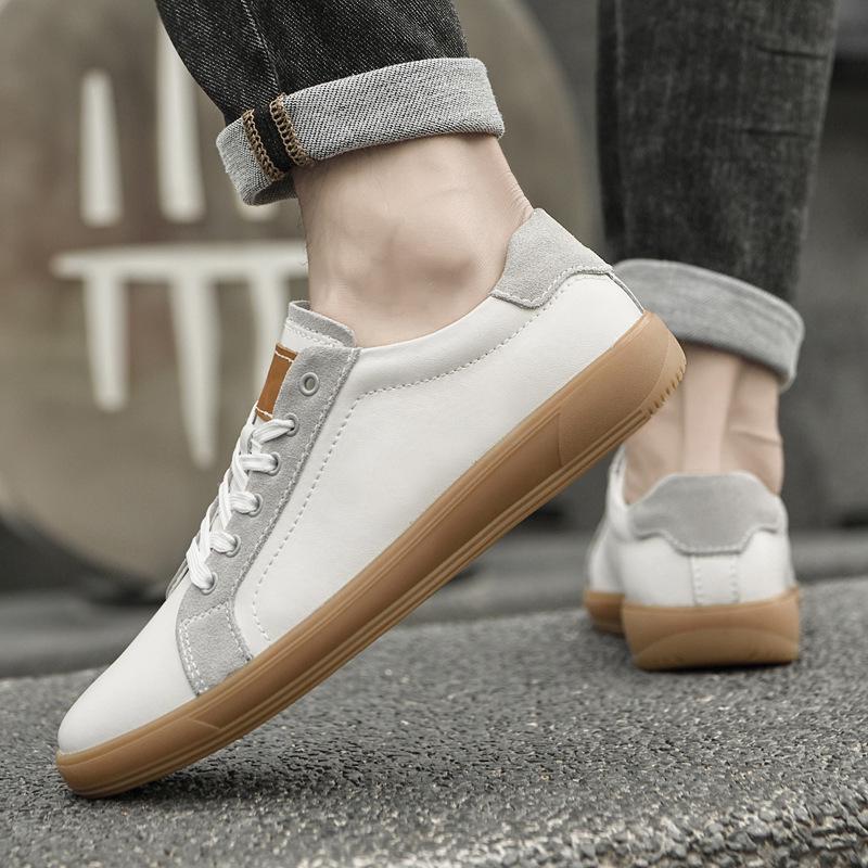 Men's Cross-Border Plus Size Genuine Leather Soft Sole Sneakers - Summer Casual Flat Shoes with Cowhide Upper, German Training Design.
