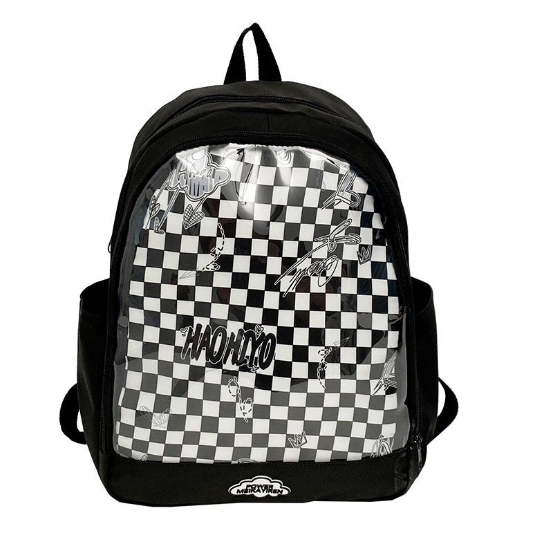 

Korean version plaid large-capacity schoolbag 40CM baby bag niche design casual versatile backpack light schoolbag girls чёрный