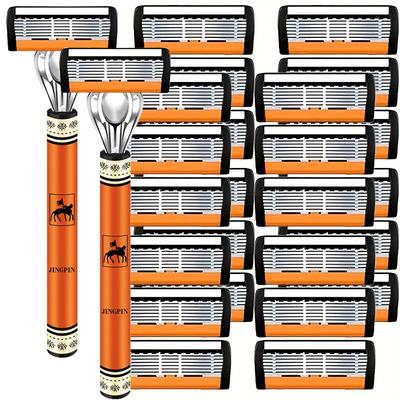 6-layer Razor Blade, Men's Stainless Steel Blade, Classic Water Washed Razor, Sharp Blade for Clean Shaving