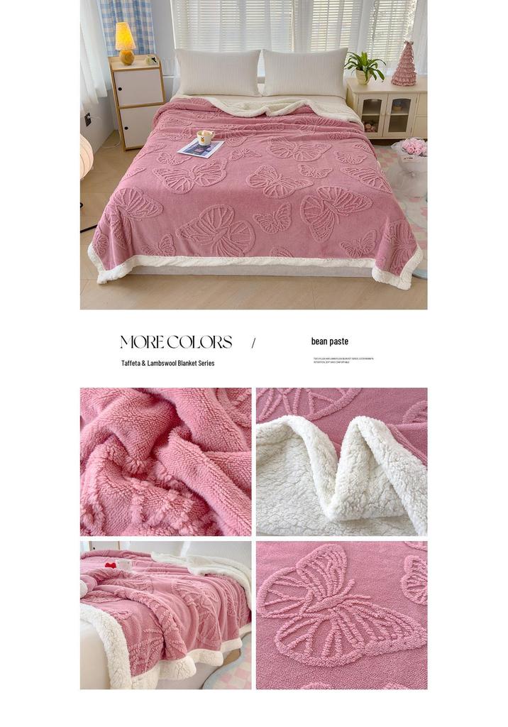 Plush Lambswool Butterfly Flower Multifunction Blanket