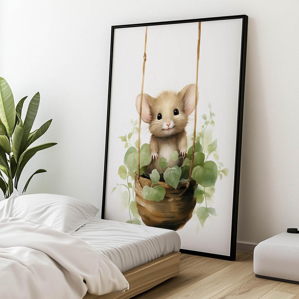 Mouse On a Swing Mouse On a Swing, 40X50 Cm, Frameless, Matte Paper 230 Gsm