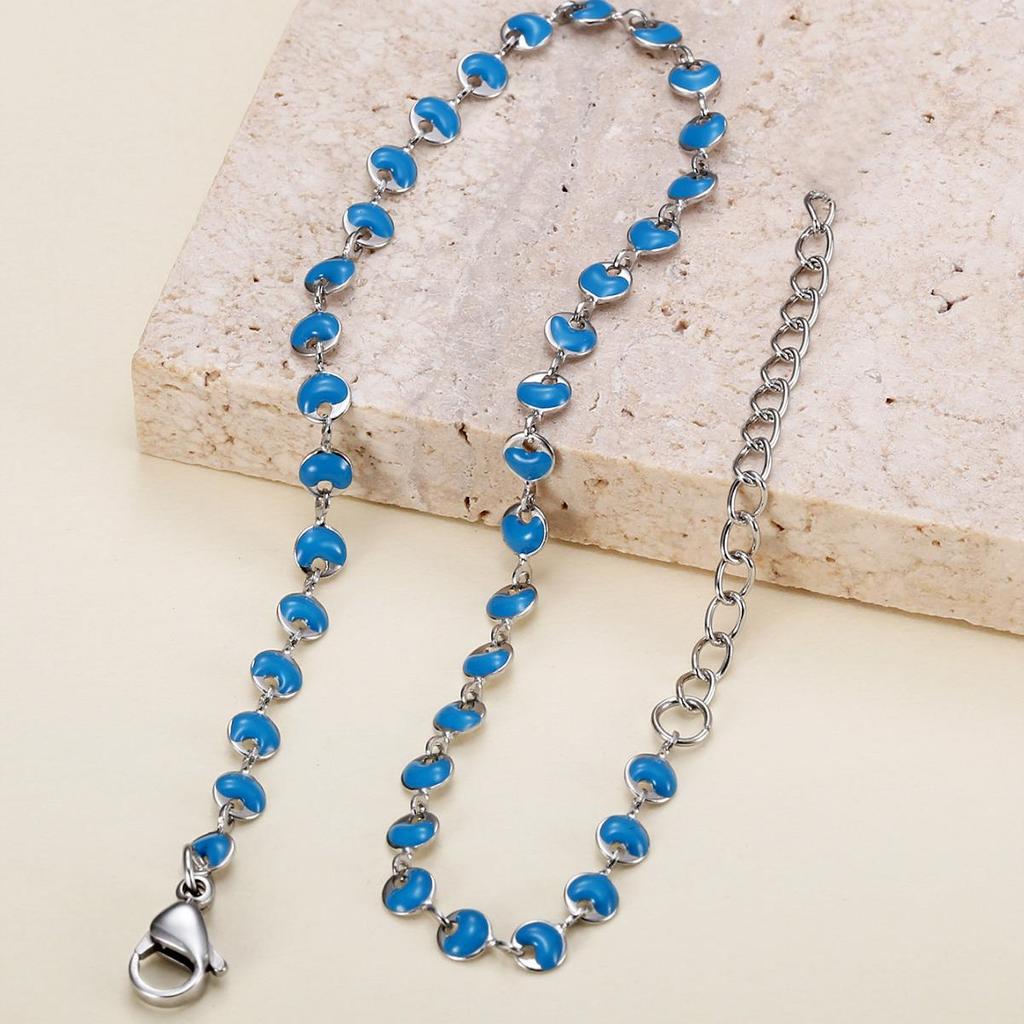 Bohemian Blue Epoxy Stainless Steel Anklet for Women