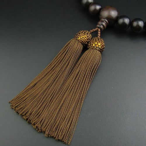 Myorenka Men's Prayer Beads, Ebony, 13mm, 22 Beads, Simple Style, Made of Ironwood (Tagaya), with Prayer Bead Case, Suitable for Funerals, Buddhist Me