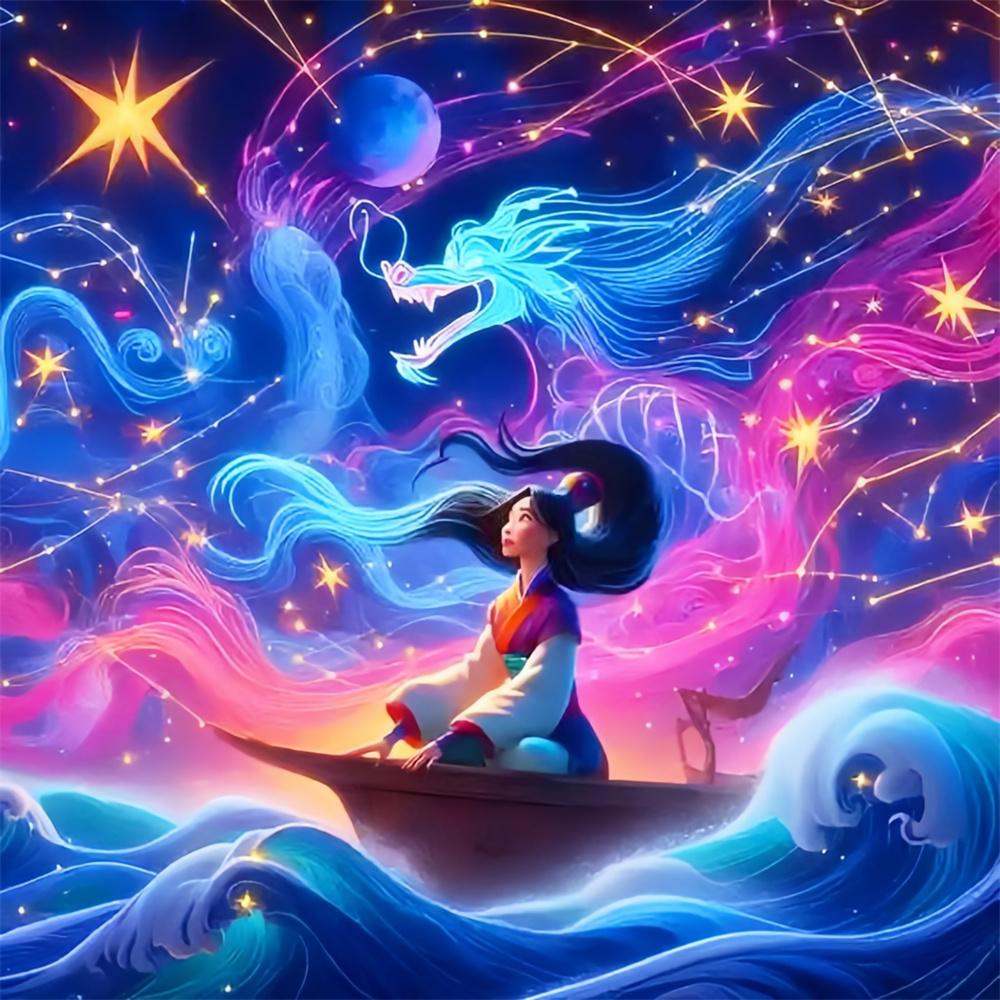 Disney Princess Starry Sky Collection 5D Diamond Painting Full of Diamonds DIY Handmade Diamond Painting Fantasy Cartoon Decoration Painting Kit