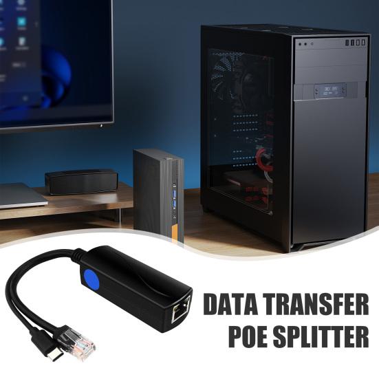 Gigabit-PoE-Splitter 5V 3A Typ-C RJ45 IEEE802.3af/at-konform 10/100/1000 Mbit/s Power over Ethernet