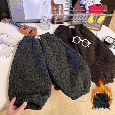 Kids' Velvet Leopard Print Lantern Pants - Stylish & Casual for Autumn/Winter 2026