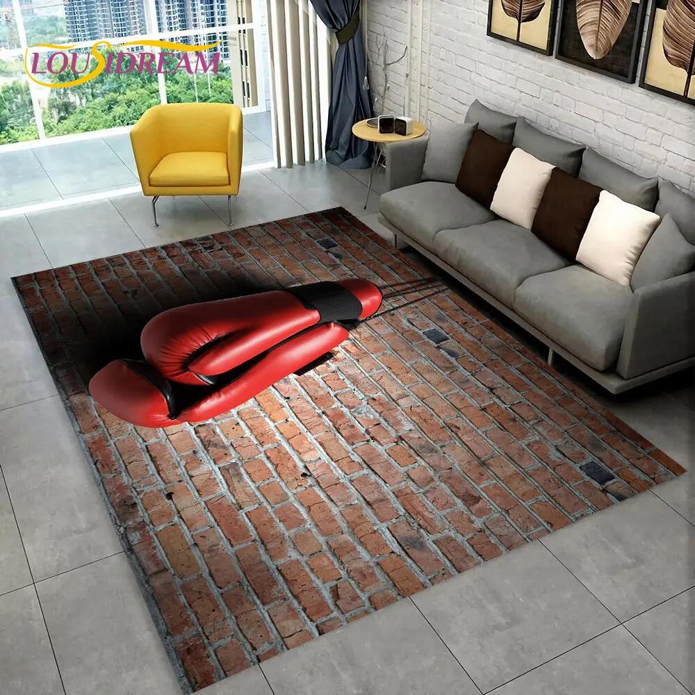 3D Boxing Gloves Boxer Fight Area Rug Large,Carpet Rug for Living Room Bedroom Sofa Doormat Decoration,kids Non-slip Floor Mat